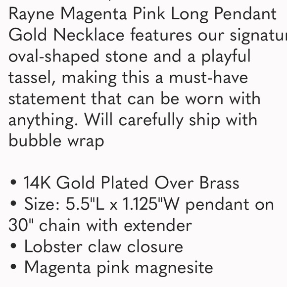 💕💫Gorgeous! Pink Kendra Scott Necklace Tassel Pendant Adjustable Gold 💫💕 - Picture 5 of 6